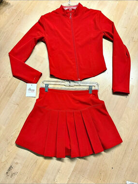 Red Jacket & Pleated Skirt Set